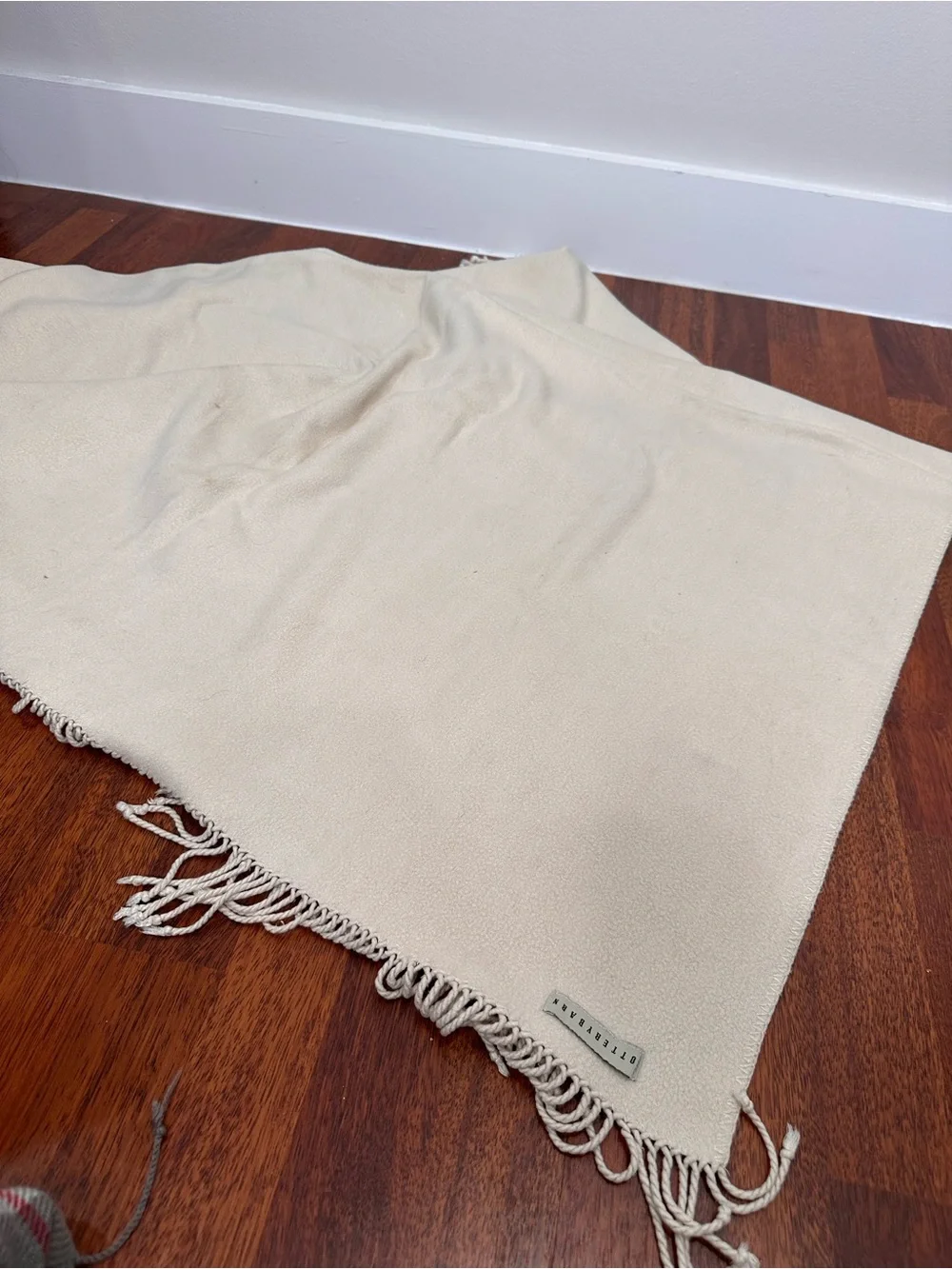 Pottery Barn Beige Fringe Throw Blanket. Neutrals. High quality 44” x 53”